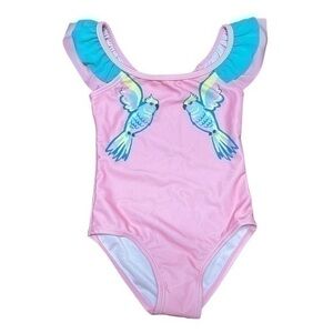 Baby Girl One Piece Swim Suit- Parakeet Design - Size 6 - 12 Months - NWOT